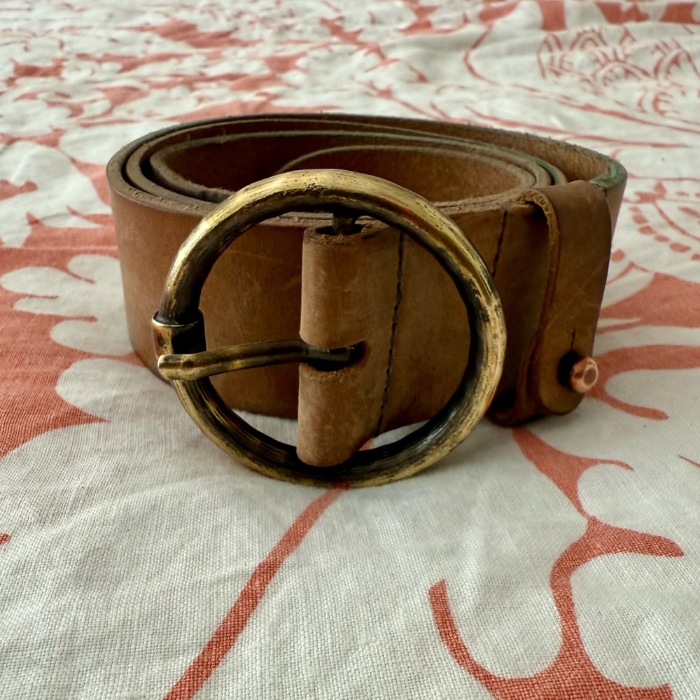 Amsterdam Heritage Tan Leather Belt with Gold Buckle